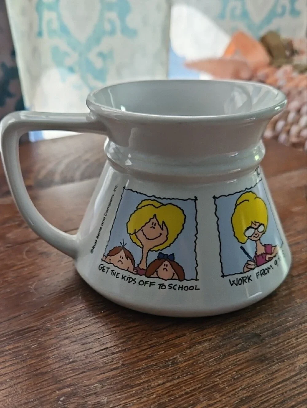 Vintage Cartoon Ceramic Non Spill Coffee Tea Mug Cup